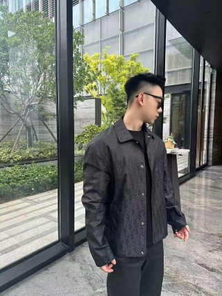 Black Denim Button-Up Jacket view 3