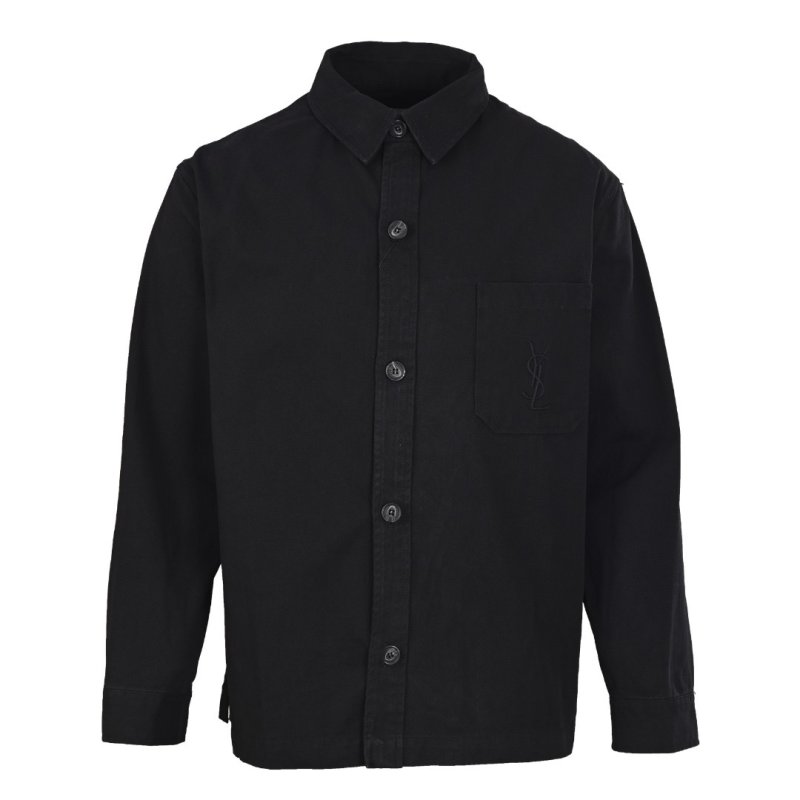 YSL Black Button-Up Overshirt Jacket view