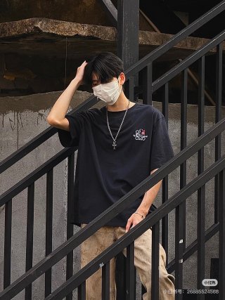 Black Embroidered Graphic T-Shirt view 4