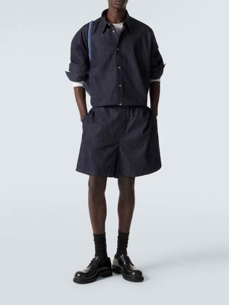 Navy Denim Button-Up Shirt