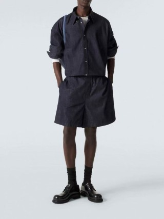 Navy Denim Button-Up Shirt view 1