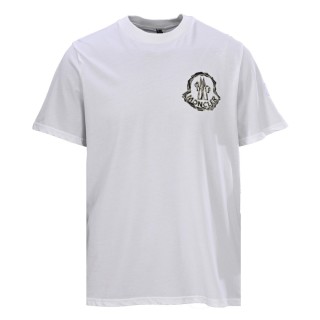 Moncler Logo Embroidered Short Sleeve T-Shirt White view 1