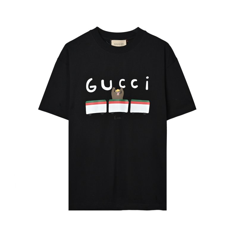 Gucci Black Logo Stripe Short Sleeve T-Shirt view