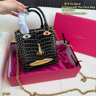Schiaparelli The Face Bag Black Crocodile Gold Accents view 2
