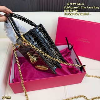 Schiaparelli The Face Bag Black Crocodile Gold Accents view 3