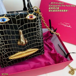 Schiaparelli The Face Bag Black Crocodile Gold Accents view 5