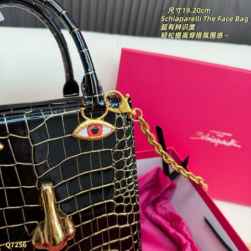 Schiaparelli The Face Bag Black Crocodile Gold Accents view