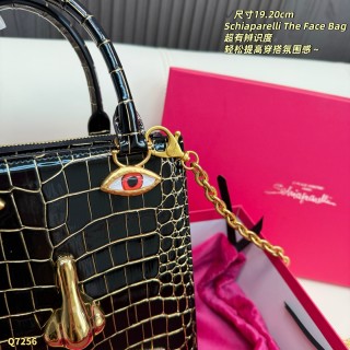 Schiaparelli The Face Bag Black Crocodile Gold Accents view 6