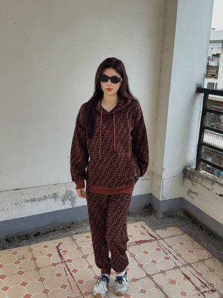 Fendi Monogram Joggers Burgundy view 1