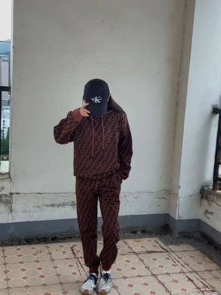 Fendi Monogram Joggers Burgundy view 2