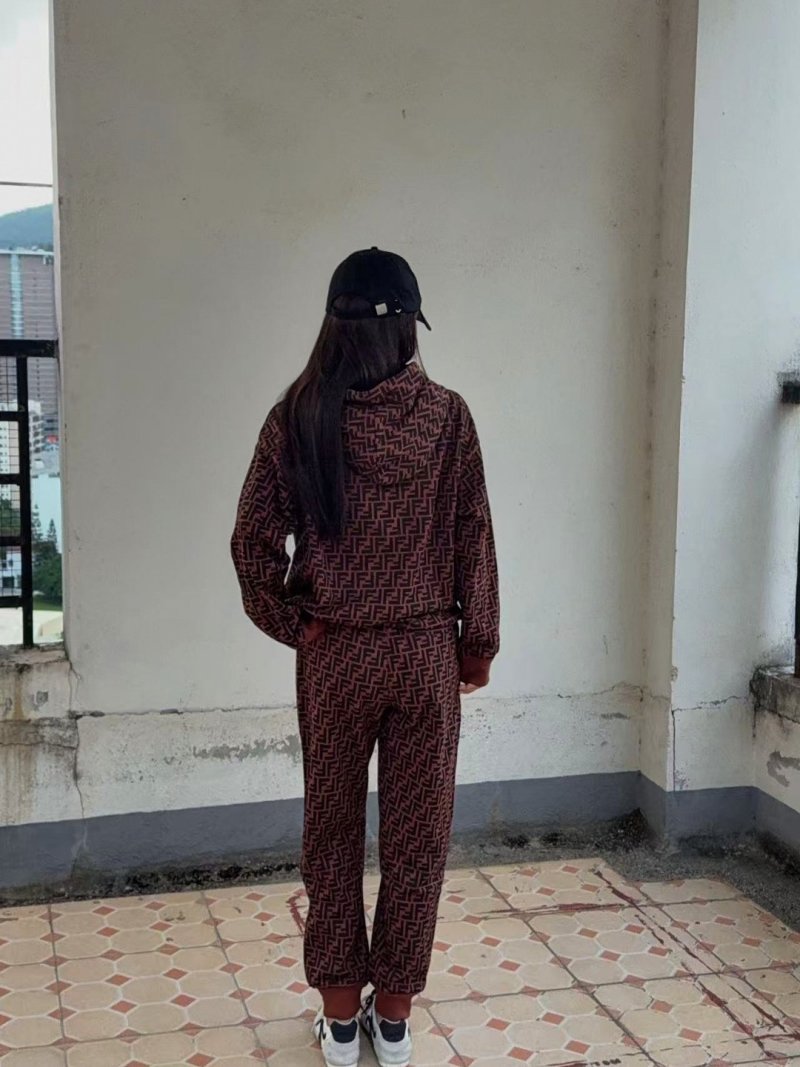 Fendi Monogram Joggers Burgundy view