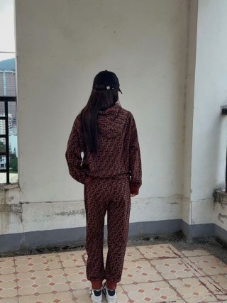 Fendi Monogram Joggers Burgundy view 3