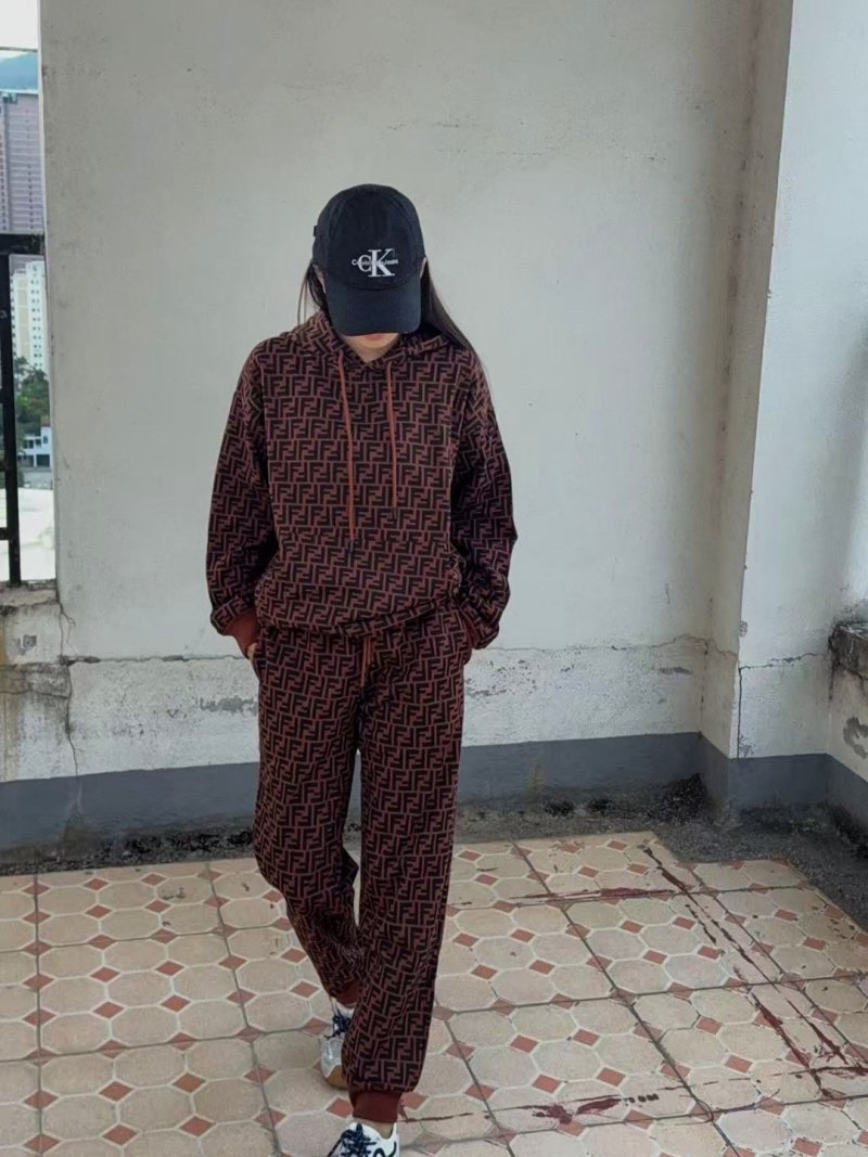 Fendi Monogram Joggers Burgundy view