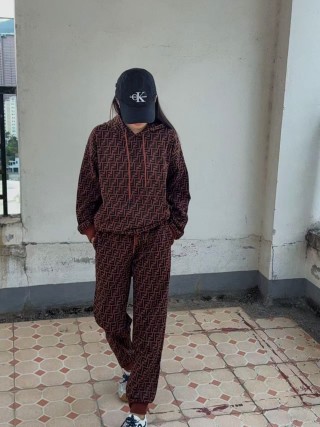 Fendi Monogram Joggers Burgundy view 4