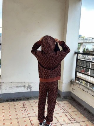 Fendi Monogram Joggers Burgundy view 5