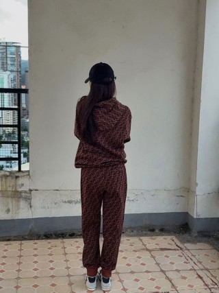Fendi Monogram Joggers Burgundy view 6