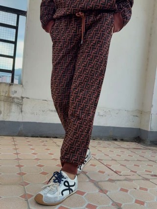 Fendi Monogram Joggers Burgundy view 7