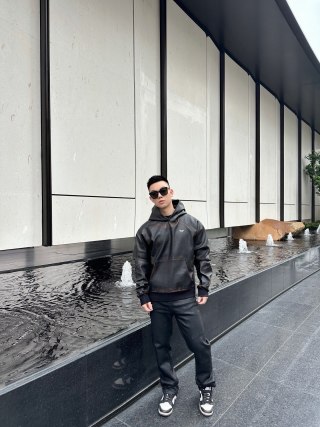Black Oversized Hoodie with Embroidered Logo view 1
