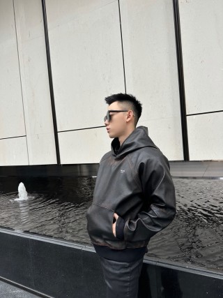 Black Oversized Hoodie with Embroidered Logo view 3