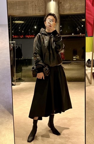 Black Oversized Hoodie with Embroidered Logo view 9