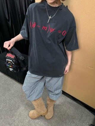 Black Oversized Graphic T-Shirt with Red Text Print view 3