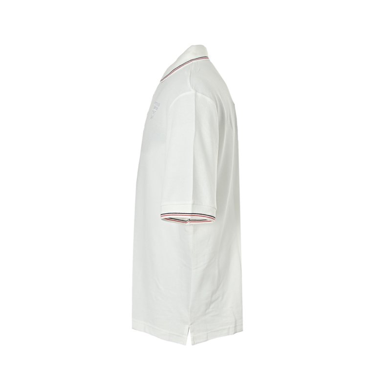 Women's White Polo Shirt with Striped Trim view