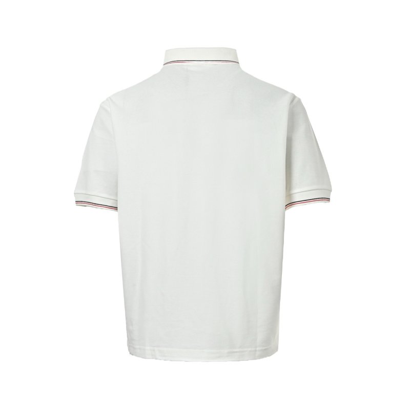 Women's White Polo Shirt with Striped Trim view