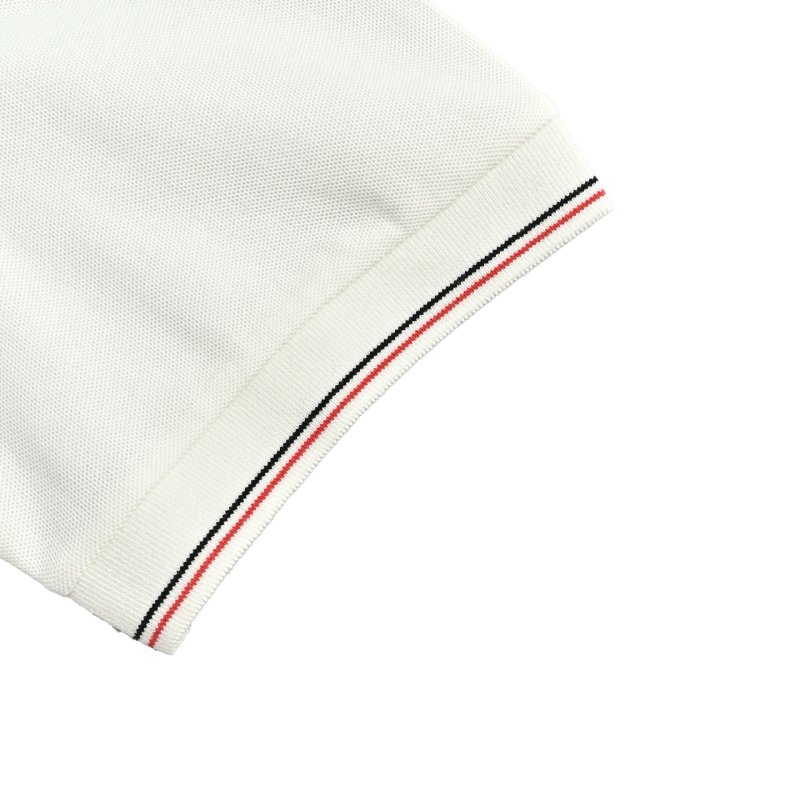 Women's White Polo Shirt with Striped Trim view