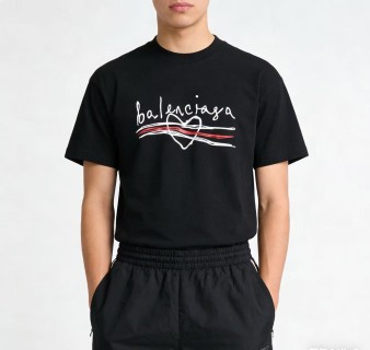 Balenciaga Black Logo T-Shirt with Red Accent view 1