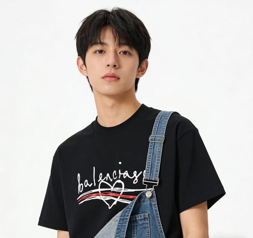 Balenciaga Black Logo T-Shirt with Red Accent view