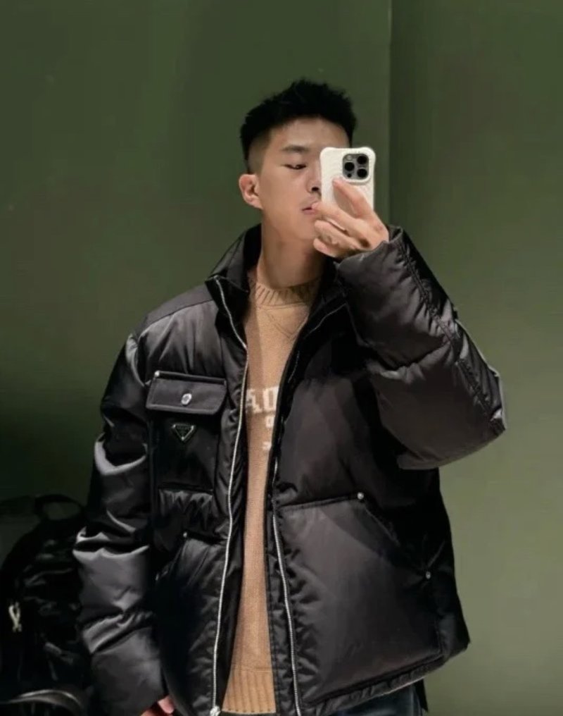 Prada Black Nylon Down Jacket with Chest Pocket view