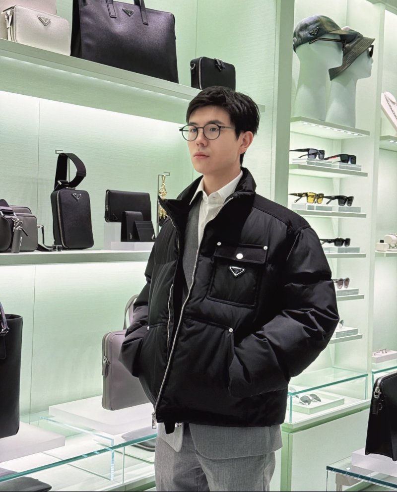 Prada Black Nylon Down Jacket with Chest Pocket view