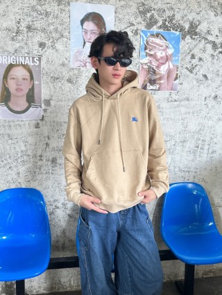 Beige Oversized Hoodie with Small Embroidered Logo view 6