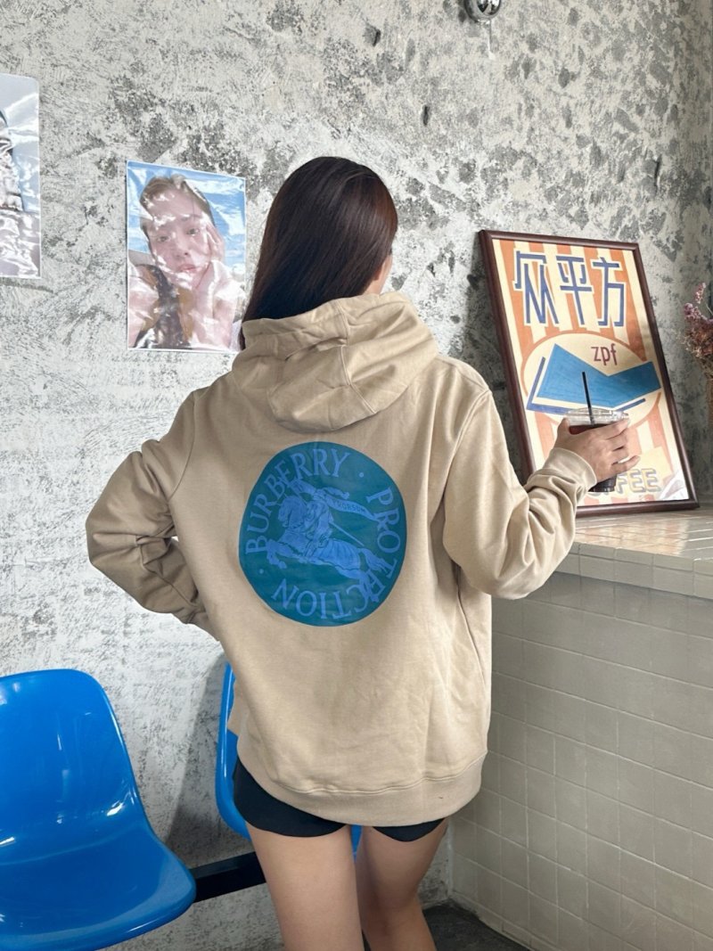 Beige Oversized Hoodie with Small Embroidered Logo view