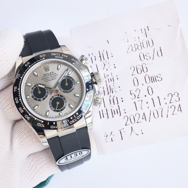 Rolex Daytona Chronograph Silver Dial Black Ceramic Bezel view