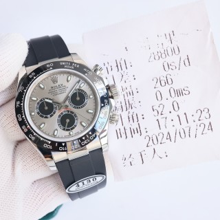 Rolex Daytona Chronograph Silver Dial Black Ceramic Bezel view 9