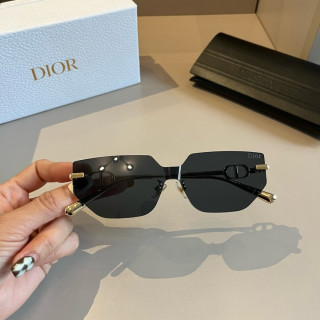 Dior Rimless Square Sunglasses Black Gold view 2