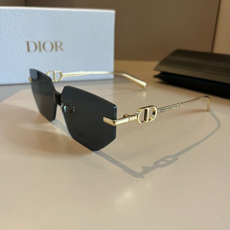 Dior Rimless Square Sunglasses Black Gold view