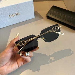 Dior Rimless Square Sunglasses Black Gold view 6