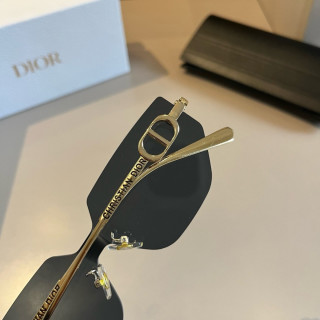 Dior Rimless Square Sunglasses Black Gold view 7