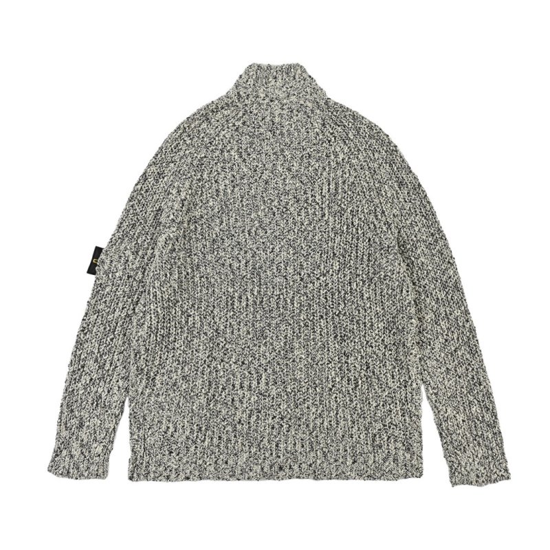 Stone Island Grey Ribbed Knit Zip Cardigan view