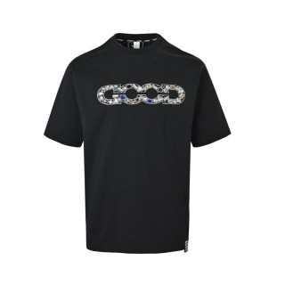Black Gem-Encrusted Chain Logo Short Sleeve T-Shirt view 1