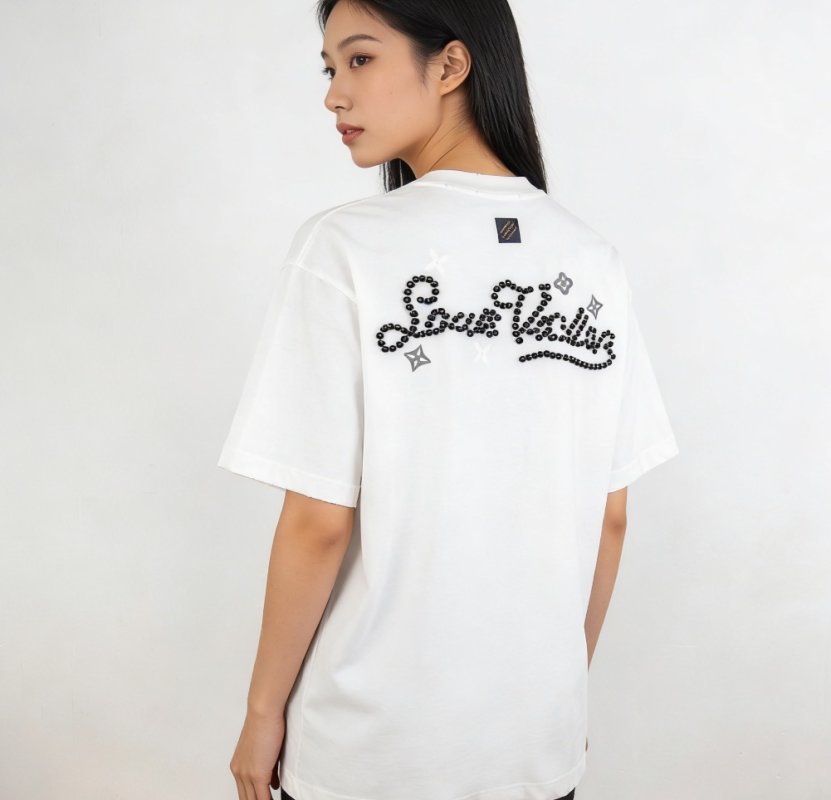 White Short Sleeve T-Shirt with Beaded Star Graphic view