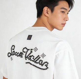 White Short Sleeve T-Shirt with Beaded Star Graphic view 4