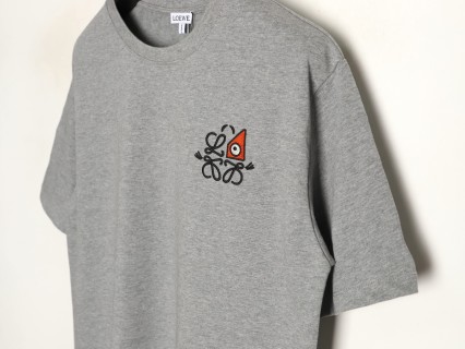 Loewe x Louis Wain Geometric Eye Embroidered T-Shirt Grey view 3
