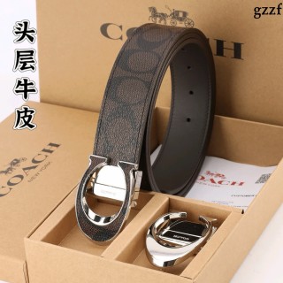 Coach Signature Double Buckle Belt - Brown view 4