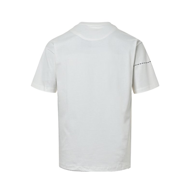 White Geometric Stitch Short Sleeve T-Shirt view
