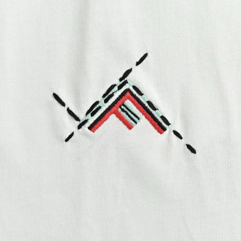 White Geometric Stitch Short Sleeve T-Shirt view