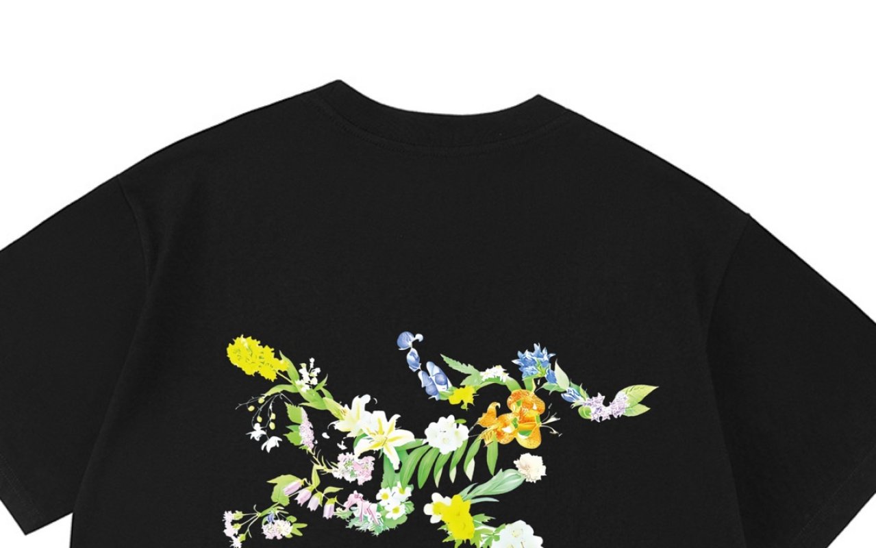 Black Floral Graphic Short Sleeve T-Shirt view