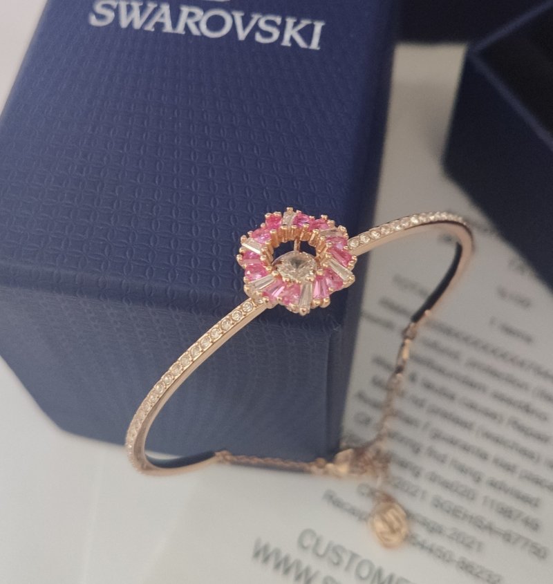 Swarovski Idyllia Pink Flower Wreath Bangle Bracelet view